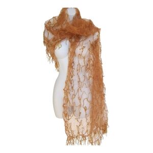 NWT Sheer Dressy Scarf Shawl Wrap  caramel Beige